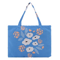 Doodle Flowers Leaves Plant Design Medium Tote Bag by Cemarart