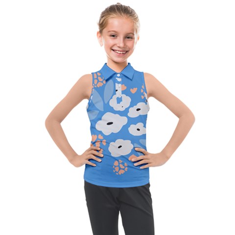 Doodle Flowers Leaves Plant Design Kids  Sleeveless Polo T-shirt by Cemarart