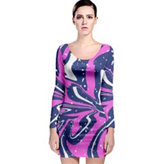 Texture Multicolour Grunge Long Sleeve Bodycon Dress by Cemarart