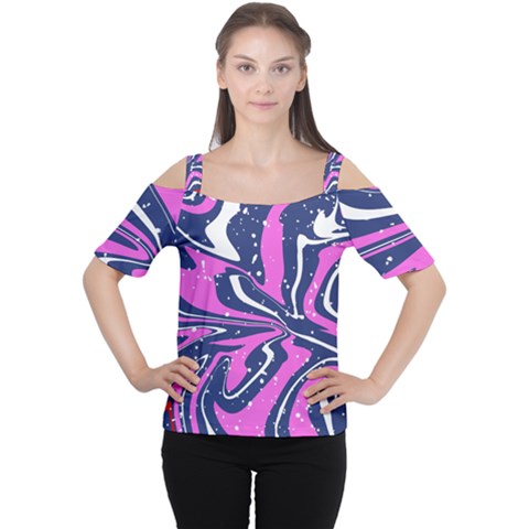 Texture Multicolour Grunge Cutout Shoulder T-shirt by Cemarart