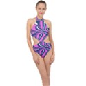 Texture Multicolour Grunge Halter Side Cut Swimsuit View1