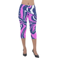 Texture Multicolour Grunge Lightweight Velour Capri Leggings  by Cemarart