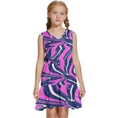 Texture Multicolour Grunge Kids  Sleeveless Tiered Mini Dress by Cemarart