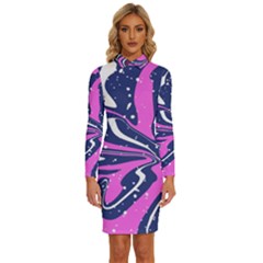 Texture Multicolour Grunge Long Sleeve Shirt Collar Bodycon Dress by Cemarart