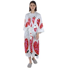 Elements Scribbles Brush Doodles Maxi Satin Kimono by Cemarart