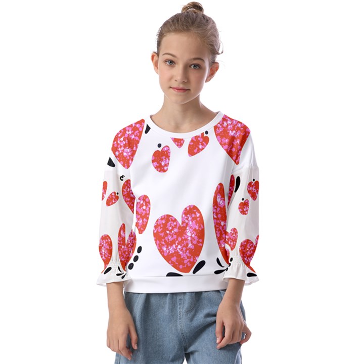 Elements Scribbles Brush Doodles Kids  Cuff Sleeve Top