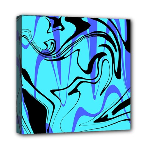 Mint Background Swirl Blue Black Mini Canvas 8  X 8  (stretched) by Cemarart