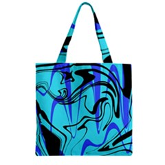 Mint Background Swirl Blue Black Zipper Grocery Tote Bag by Cemarart