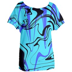 Mint Background Swirl Blue Black Women s Oversized T-shirt by Cemarart