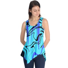 Mint Background Swirl Blue Black Sleeveless Tunic by Cemarart