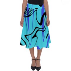 Mint Background Swirl Blue Black Perfect Length Midi Skirt by Cemarart