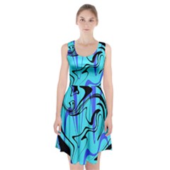 Mint Background Swirl Blue Black Racerback Midi Dress by Cemarart