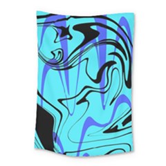 Mint Background Swirl Blue Black Small Tapestry by Cemarart