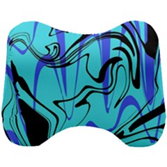 Mint Background Swirl Blue Black Head Support Cushion by Cemarart