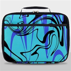 Mint Background Swirl Blue Black Full Print Lunch Bag by Cemarart