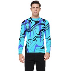 Mint Background Swirl Blue Black Men s Long Sleeve Rash Guard by Cemarart