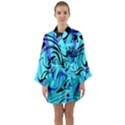 Mint Background Swirl Blue Black Long Sleeve Satin Kimono View1