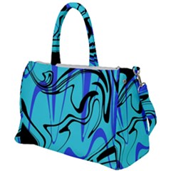 Mint Background Swirl Blue Black Duffel Travel Bag by Cemarart