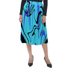 Mint Background Swirl Blue Black Classic Velour Midi Skirt  by Cemarart