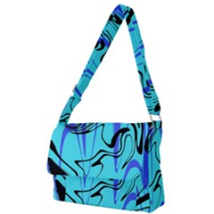 Mint Background Swirl Blue Black Full Print Messenger Bag (l) by Cemarart