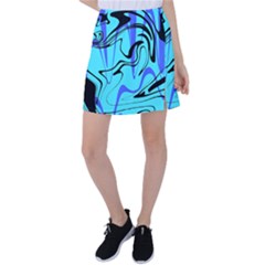 Mint Background Swirl Blue Black Tennis Skirt by Cemarart