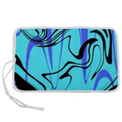 Mint Background Swirl Blue Black Pen Storage Case (m) by Cemarart