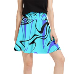 Mint Background Swirl Blue Black Waistband Skirt by Cemarart