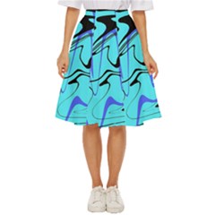 Mint Background Swirl Blue Black Classic Short Skirt by Cemarart