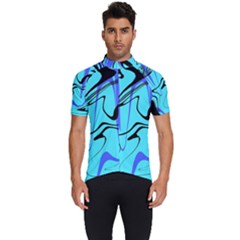 Mint Background Swirl Blue Black Men s Short Sleeve Cycling Jersey by Cemarart