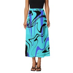 Mint Background Swirl Blue Black Classic Midi Chiffon Skirt by Cemarart