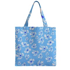 Flowers Pattern Print Floral Cute Zipper Grocery Tote Bag by Cemarart