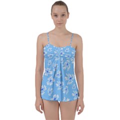 Flowers Pattern Print Floral Cute Babydoll Tankini Set by Cemarart