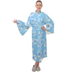 Flowers Pattern Print Floral Cute Maxi Velvet Kimono by Cemarart