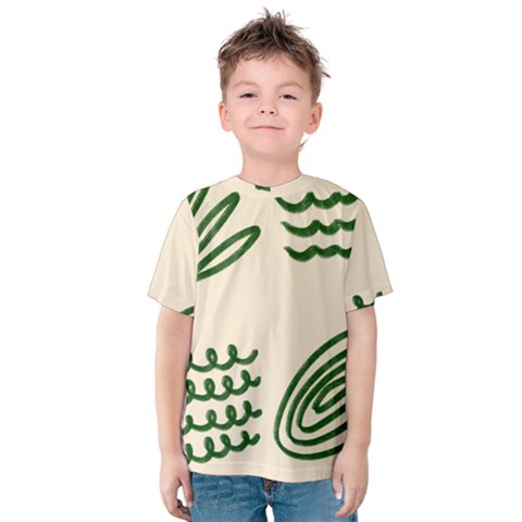 Elements Scribbles Wiggly Lines Kids  Cotton T-shirt by Cemarart