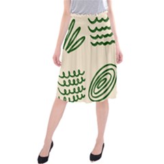 Elements Scribbles Wiggly Lines Midi Beach Skirt by Cemarart