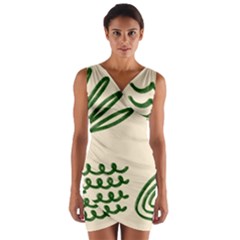 Elements Scribbles Wiggly Lines Wrap Front Bodycon Dress by Cemarart