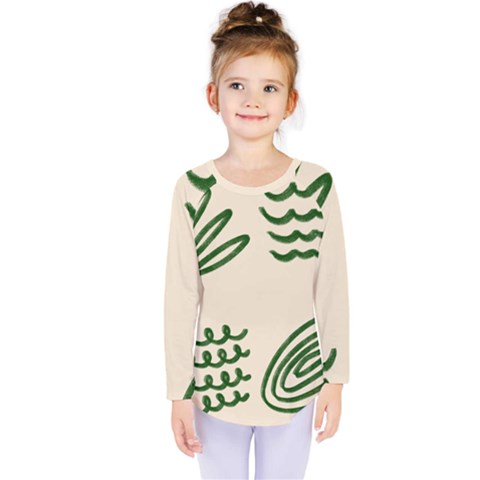 Elements Scribbles Wiggly Lines Kids  Long Sleeve T-shirt by Cemarart