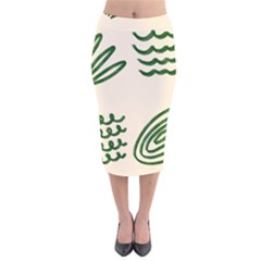 Elements Scribbles Wiggly Lines Velvet Midi Pencil Skirt by Cemarart