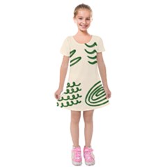 Elements Scribbles Wiggly Lines Kids  Short Sleeve Velvet Dress by Cemarart