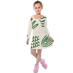 Elements Scribbles Wiggly Lines Kids  Long Sleeve Velvet Dress by Cemarart