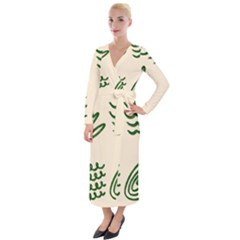 Elements Scribbles Wiggly Lines Velvet Maxi Wrap Dress by Cemarart