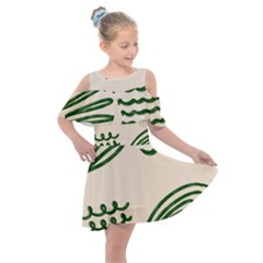 Elements Scribbles Wiggly Lines Kids  Shoulder Cutout Chiffon Dress by Cemarart