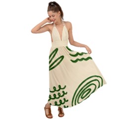 Elements Scribbles Wiggly Lines Backless Maxi Beach Dress by Cemarart