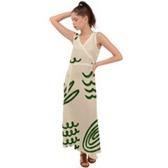 Elements Scribbles Wiggly Lines V-neck Chiffon Maxi Dress by Cemarart