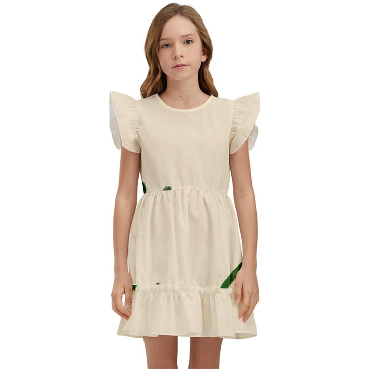 Elements Scribbles Wiggly Lines Kids  Winged Sleeve Dress