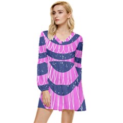 Texture Grunge Speckles Dot Tiered Long Sleeve Mini Dress by Cemarart