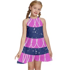 Texture Grunge Speckles Dot Kids  Halter Collar Waist Tie Chiffon Dress by Cemarart