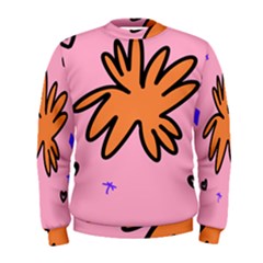 Doodle Flower Sparkles Orange Pink Men s Sweatshirt by Cemarart