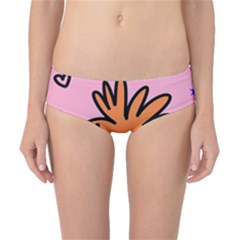 Doodle Flower Sparkles Orange Pink Classic Bikini Bottoms by Cemarart