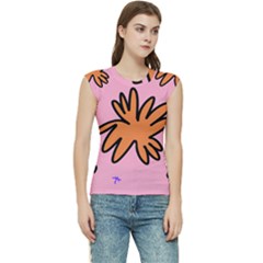 Doodle Flower Sparkles Orange Pink Women s Raglan Cap Sleeve T-shirt by Cemarart